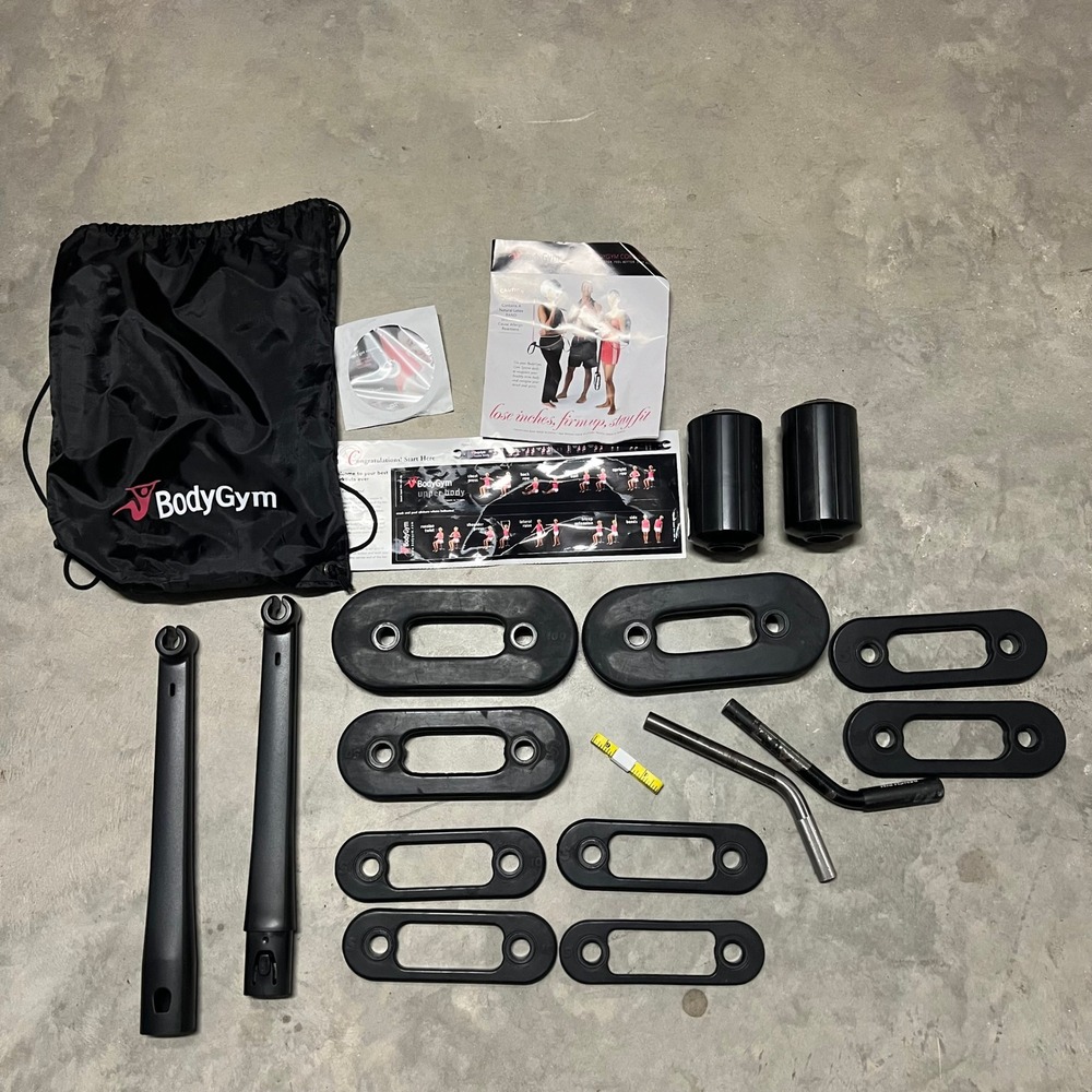 Soloflex Weight Rollers & BodyGym Portable Bar Home Workout Bundle Black